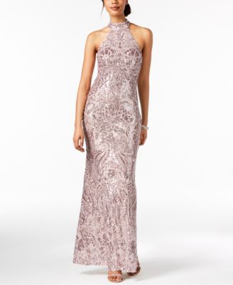 Betsy ☀ Adam Placed-Sequins Halter Gown ...